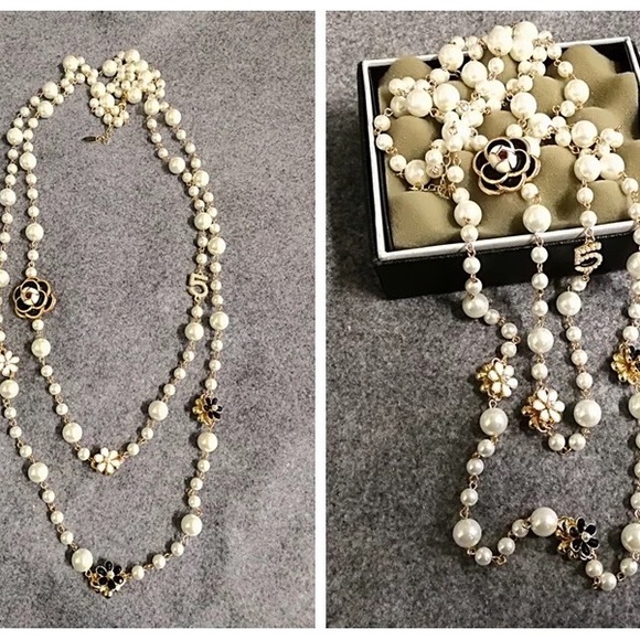 Long Simulated Pearl Necklace For Women Double Layer Pendant Sweater Chain - Picture 2 of 6